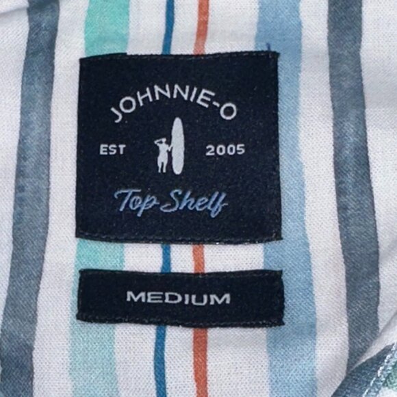 Johnnie-O Top Shelf Oswald Short Sleeve Button Up Stripe Collar Shirt‎ Medium - Picture 5 of 7